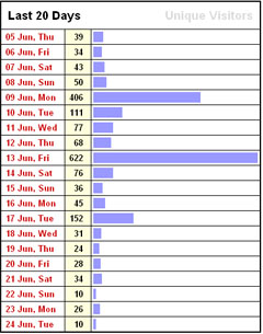 Die drei Berner EM-Spieltage sind in der Webcam-Abrufstatistik deutlich sichtbar... (Juni 2008)