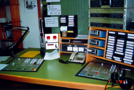 Studio 1 von Radio Raurach in Sissach, Juli 1989 - klicken für grössere Fassung