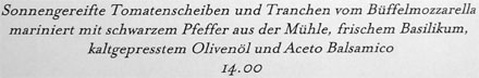 Wie man einen Caprese-Salat auch noch bezeichnen kann (Casino Bern, Juni 2008)