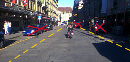 Zeughausgasse Bern: Autos raus, Velostreifen her!
