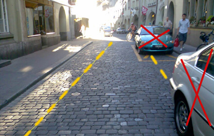 Rathausgasse Bern: Autos raus, Velostreifen her!